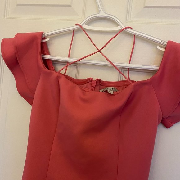 Guess Pink Off the Shoulder Scuba Dress - Picture 4 of 7